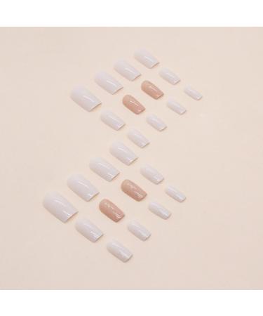 Justotry 24 PCS Milky Glitter Press-On Nails | White Fake Nails for Nail Art | Beautiful Square French Fingernails for Women - Buy Online on GoSupps.com