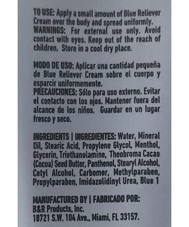 L'EUDINE Blue Reliever Cream - Joint & Muscle Therapy with Cocoa Butter & Menthol - 4 Fl Oz - Buy Online on GoSupps.com
