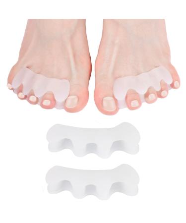 Gel Toe Separators, Spreaders & Straighteners | Hammer Toe Separator to Relieve Foot Pain & Correct Toes | Used as Toe Spacers for Feet with Overlapping Toes | Bunion Corrector for Women & Men Anatomical Toe Separator (White)