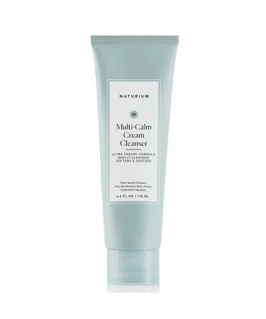 Naturium Multi-Calm Cream Cleanser  Plant-based Cleansing Plus Marshmallow Root  Arnica  Calendula & Squalane  Gentle Hydrating Facial Wash  4.0 oz
