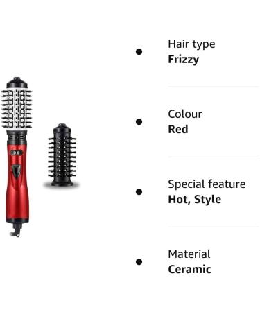 Akls Rotating Hair Dryer Brush Hot Air Spin Brush for Short Hair One Step Hair Dryer Volumizer Feature Anti Scald Negative Ion Hair Straightener Brush with Smooth Frizz and Ionic Technology-Red - Buy Online on GoSupps.com