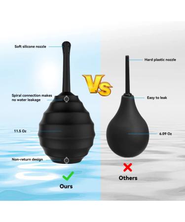 Large Capacity Anti Back-Flow Anal Douche- Silicone Enema Bulb with 8 Spouts, 12 oz - Black - Buy Online on GoSupps.com