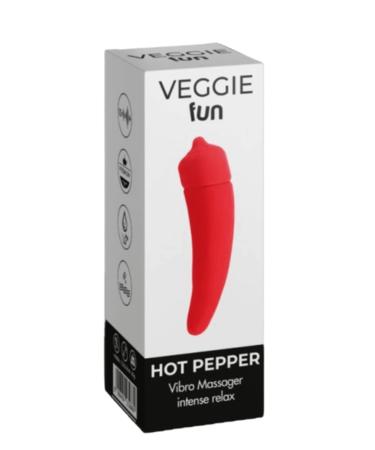 Veggie Fun hot pepper happy funny vibration massage device for handbag from medical silicone waterproof 12 cm works with 1 AAA battery (included).