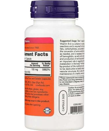 Now Foods B-6 100mg 100cap - Buy Online on GoSupps.com