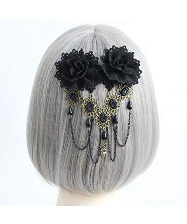 XLKJ Retro Gothic Rose Hair Clips | Rhinestone Hairpins & Lace Tassels Headdress for Women & Girls - International Shipping - Buy Online on GoSupps.com