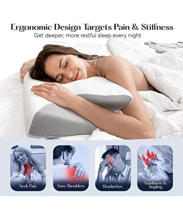 SUTERA Contour Memory Foam Pillow - Orthopedic Cervical Support for Neck, Shoulder and Back Pain Relief - Ergonomic Pillow for all Sleepers - Washable Cover Included - Buy Online on GoSupps.com