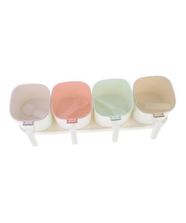 Zerodeko Seasoning Jar 1 Set Combination Seasoning Box Simple Spoon Cover Kitchen Pots 31.5x8.5cm White