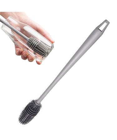Baby Bottle Brush Long Handle Soft Silicone Bottle Cleaner Brush for Cleaning Bottles Glass Cup Thermoses Various Containers(Grey)