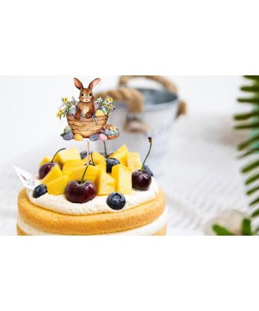 Easter Cake Toppers Easter Cupcake Toppers Decorations Happy Easter Cake Topper Rabbit Cupcake Toppers for Easter Party Decoration 8pcs*2 - Buy Online on GoSupps.com
