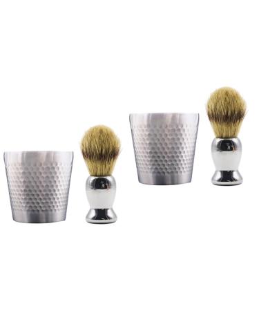 Minkissy 2 sentences beard brush set beard razor brush beard care brush mustache shave men razor shell for razor brush tools for men soft fur man bowl set ABS