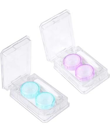 EXCEART 2-Piece Contact Lens Kit - Travel Case with Tweezers & Solution Bottle for Women & Girls - Blue & Purple - Buy Online on GoSupps.com