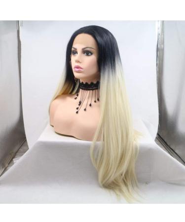 SHIYID Natural Black Blonde Lace Front Wigs Silky Straight Heat Resistant Synthetic Wigs for Women | Shop Internationally - Buy Online on GoSupps.com