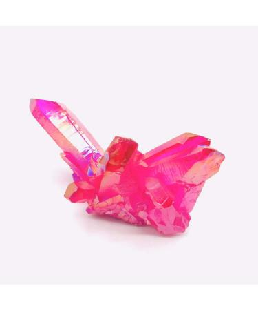 1pc 100g-180g Rough Pink and red Aura Titanium Quartz Stone Crystal with Cluster geode Specimen