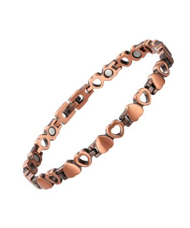 Copper Ankle Bracelet Women 99% Pure Copper Heart Shape Magnetic Anklet Fashion Jewelry Present (0086Q)