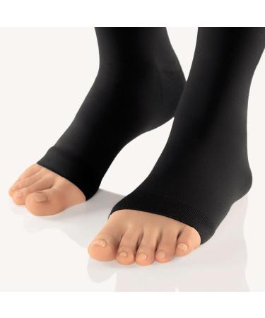 BORT AktiVen Extra CCL2 AG Thigh Highs - Short Open Toe with Nubbed Adhesive Band 4 in Black | Compression Stockings for Optimal Comfort - Buy Online on GoSupps.com