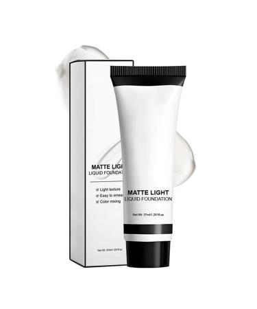 Evember White Clown Makeup - Liquid Foundation - Matte Fluid 37ml Streak-Proof Long-Lasting for Adults and Children Party Stage Halloween Cosplay