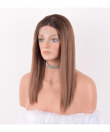 Vebonny Dark Rooted Shoulder-Length Brown Wigs for Women | Synthetic Lace Front Ombre-Brown Wig #807 | Adhesive-Free Soft & Comfortable Everyday Use - Buy Online on GoSupps.com