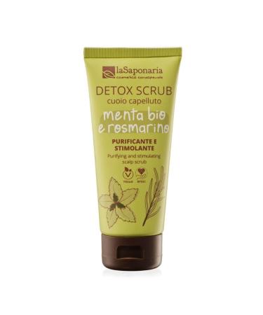 La Saponaria Detox Menthe et Romarin Bio Nouvelle Formule Nettoyant et Stimulant Scalp Scrub Id al pour tous les types de cheveux