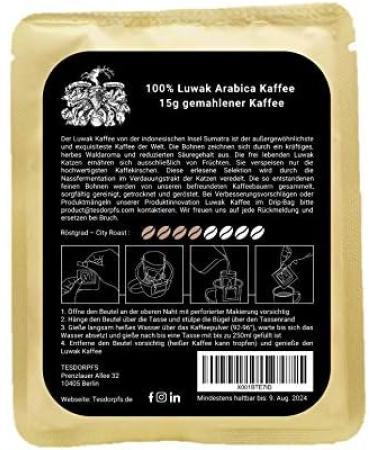 Kopi Luwak City Roast Civet Coffee 15g - Specialty Gift for Coffee Lovers | Tesdorpfs Gift Basket - Buy Online on GoSupps.com