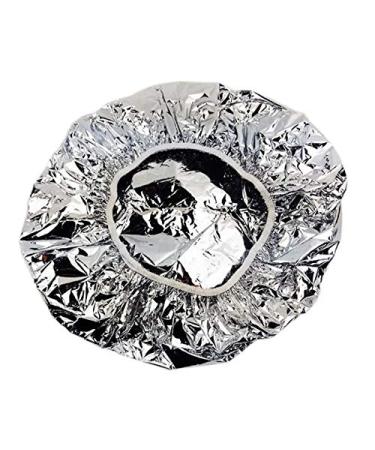 YIZAN Shower Cap Heat Insulation Aluminum Foil Hat Elastic Cap for Women Hairdresser -Silver