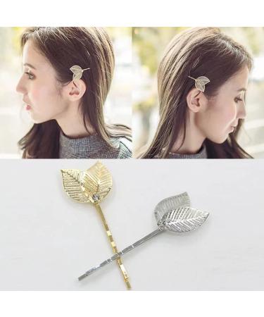 Vintage Leaf Hair Clips 8PCS/4Pairs - Elegant Retro Bobby Pins for Women - Wedding & Party Accessories in Gold & Silver - Buy Online on GoSupps.com