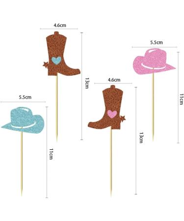 UXYOKM 24Pcs Gender Reveal Cupcake Toppers Glitter Cow Boy or Girl Cupcake Picks Blue Pink Cowboy Hat and Boots Gender Reveal Theme Baby Shower Kids Birthday Party Cake Decoration Supplies - Buy Online on GoSupps.com