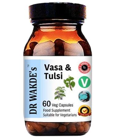 DR WAKDE'S Vasa & Tulsi Capsules (60 Veg Caps Promotes Healthy Lungs Ayurvedic Supplement Vegan Herbal All Natural Made in UK)