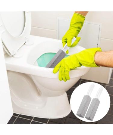 2 Pack Pumice Stone Toilet Cleaner Set - Remove Hard Water Stains & Rings with Ergonomic Short Handle - Ideal for Toilets, Pools, Bathrooms & Sinks - Buy Online on GoSupps.com