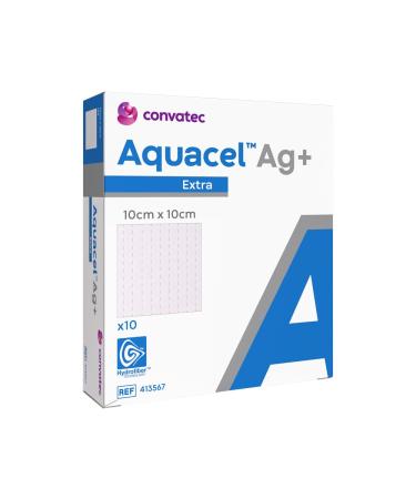 Convatec BX/10 AQUACEL AG+ EXTRA HYDROFIBER DRESSING SIZE 10CM X 10CM (4INX 4IN)