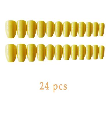Buy Sethain Shiny Yellow Ballerina Press-On False Nails - 24-Piece Complete Nail Tips for Women & Girls - Long Full Coverage - Buy Online on GoSupps.com
