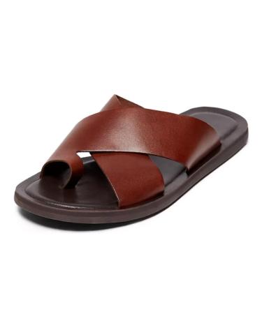 WCXTY Mens Bunion Splints Flip Flops Summer PU Comfort Lightweight Foot Correction Beach Sandals Retro Soft Orthopedic Flat Slippers for Hallux Valgus/Plantar Fasciitis 11 Brown