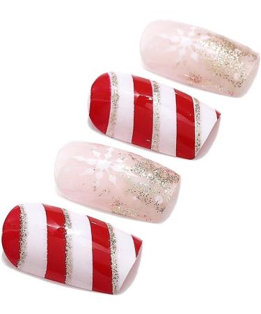 Christmas False Nails Snowflake Press on Nails Elk Stick on Nails Red Long Fake Nails Full Cover Nails Tips 24pcs for Women and Girls With solid glue nail lamp (Size : 49 Piece Set) - Buy Online on GoSupps.com