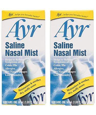 Ayr Saline Nasal Mist, 1.69-Ounce Spray Bottles, 2 Count 1.69 Fl Oz (Pack of 2)