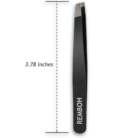 Remboh Slant Tweezers - Stainless Steel Professional Eyebrow Tweezers (Black, Pack of 2) - Buy Online on GoSupps.com