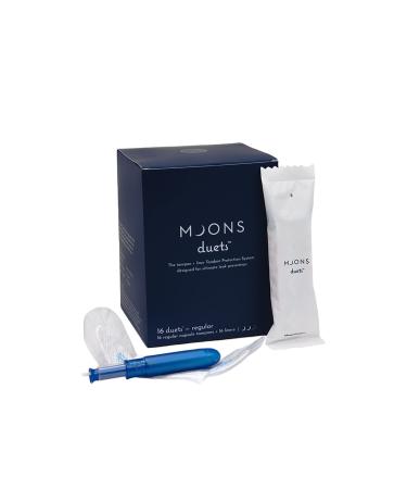Moons Duets Tampon Plus Liner System | Compact Tampons with Slim Liners in Soft Pouch Combo | No Toxins Bleaches or Perfumes | Ultimate Leak Protection (32 Count | 16 tampons 16 Liners) Regular