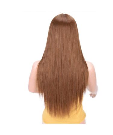 HBINGBING Long Straight Synthetic Wig Mixed Brown and Blonde Long Wigs for White/Black Women Middle Part Nature Wigs 10-12-30