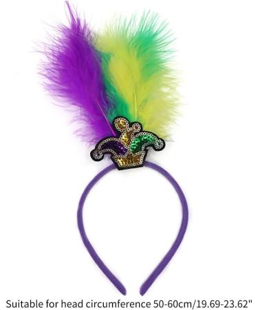 hgnxa Mardi Gras Headband for Woman with Sequins Feather Delicate Headbands Anti Slip Headbands Sweet Girls Prom Supplies Headband mask - Buy Online on GoSupps.com
