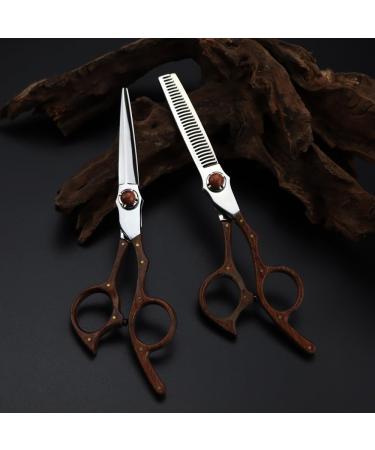Hair Cutting Scissors 6 Inch Professional VG10 Steel Upscale Sandalwood Hair Scissors Haircut Thinning Barber Hair Cutting Shears Hairdresser Scissors Set - Buy Online on GoSupps.com
