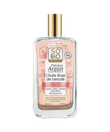 So'Bio tic So bio tic | Rose Beauty Oil - Precious Argan | Nourishes Enhances Illuminates | Face Body & Hair Care | 100% Natural Origin | Made in France | 100 ml