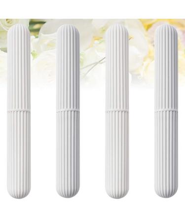 Artibetter 4pcs Travel Toothbrush Holder Cases - Portable Storage Boxes for Business, Camping - White Grey - Toothbrush Travel Case - Buy Online on GoSupps.com