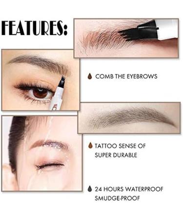 4 Tips Waterproof Long Lasting Tattoo Brow Ink Pencil Eyebrow Pen Sketch for Natural Makeup 2# Brown (like brown) - Buy Online on GoSupps.com