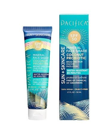 Pacifica Sun + Skincare Mineral Face Shade SPF 30 Coconut Probiotic Technology 1.7 fl oz (50 ml)