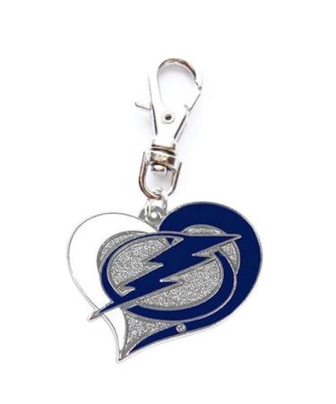CHARM TAMPA BAY LIGHTNING HOCKEY HEART TEAM CHARM 7/8" ACROSS X 7/8" IN LENGTH FOR ZIPPER PULL PURSE WALLET BACKPACK OR PET DOG CAT COLLAR LEASH HARNESS ETC