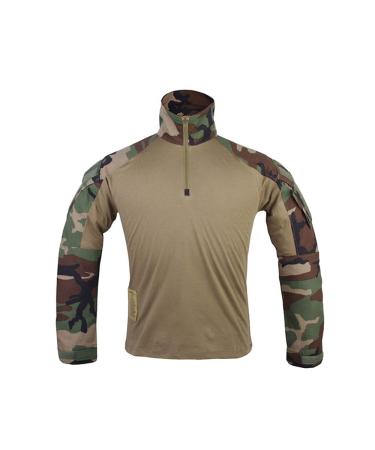 EMERSONGEAR Combat Airsoft Tactical Gen 3 Shirts for Men Long Sleeve Military Woodland Small