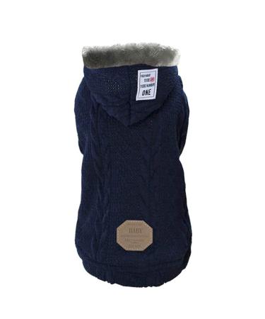 Dog sweater dogs clothes hoodie wool sweater with hat winter warm turtloos sweater fleecemantel for small dogs medium-sized dog cats XL: (chest size: 47 cm) classic blue