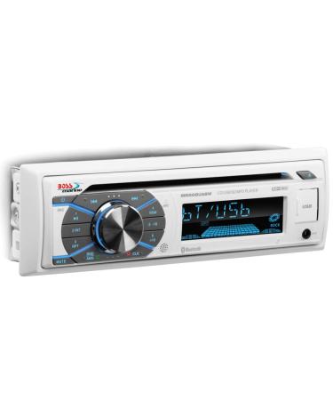 BOSS Audio Systems MR508UABW Marine Audio Stereo System - Single Din, Bluetooth Audio and Calling Head Unit, AM/FM Radio Receiver, CD Player, Weatherproof, USB, Not Touchscreen, Hook Up To Amplifier CD Receiver Receiver