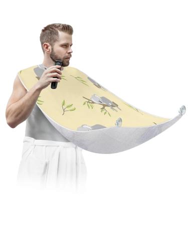 Watercolor Koala Beard Bib Apron Beard Bib Hair Catcher for Men Shaving and Trimming Non-Stick Waterproof Beard Cape Grooming Cloth with 2 Suction Cups Gifts for Men
