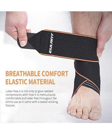 Buy Eulant Adjustable Ankle Bandage - Anti-Slip Silicone Stripes Elastic Foot Support for Volleyball Football & Running - 2 Pieces 85cm Orange - Buy Online on GoSupps.com