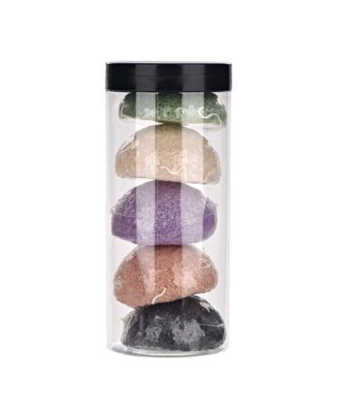 Natudeco 5 Colors Konjac Sponge Set Facial Sponge Set Round Konjac Wash Face Flutter Natural Facial Care Cleansing Gently Facial Puff
