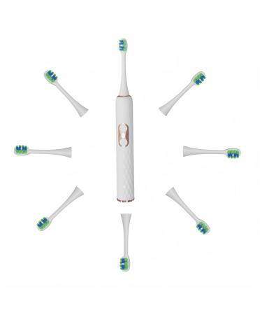 M6 Electric Toothbrush with 8 Brush Heads for Adults and Kids with 9 Cleaning Modes 2 Min Smart Timer One Charge for 60 Days Type-C Rechargeable Power Sonic Whitening Toothbrush - White